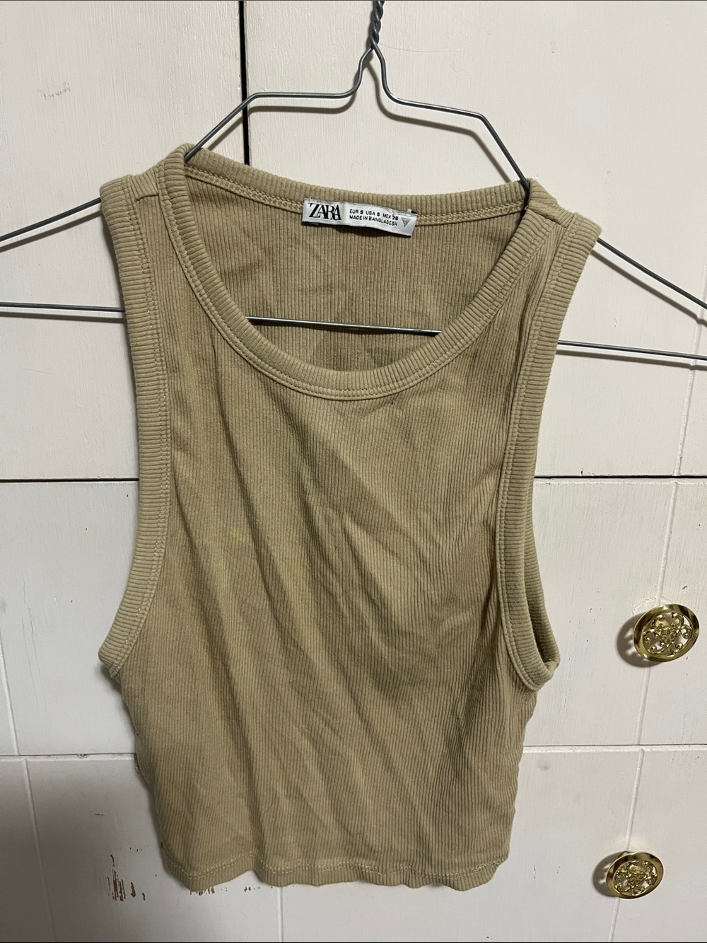 Zara Tan Ribbed Tank Top